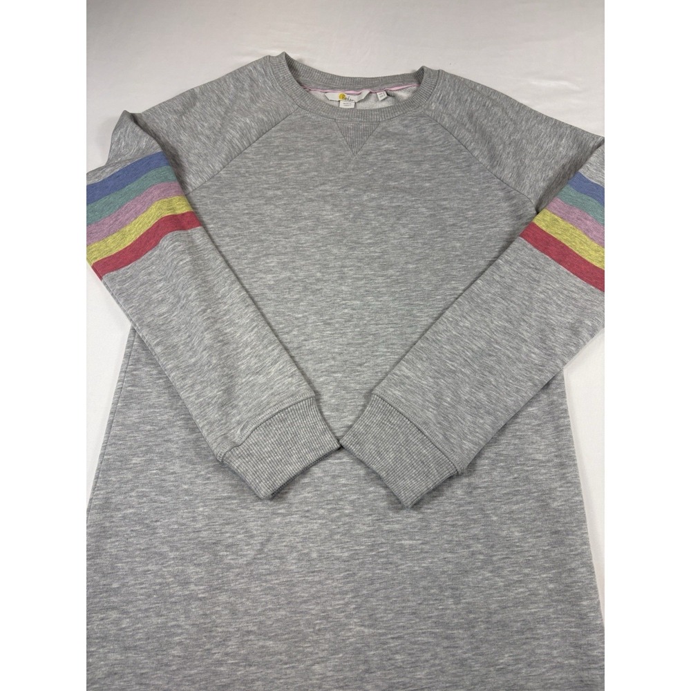 Boden Gray Crew Neck Sweatshirt Dress Rainbow Long Sleeves Loungewear Size 2